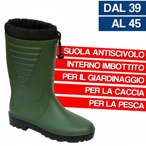 STIVALI PVC VERDE  GINOCCHIO IMBOTTITI N.44