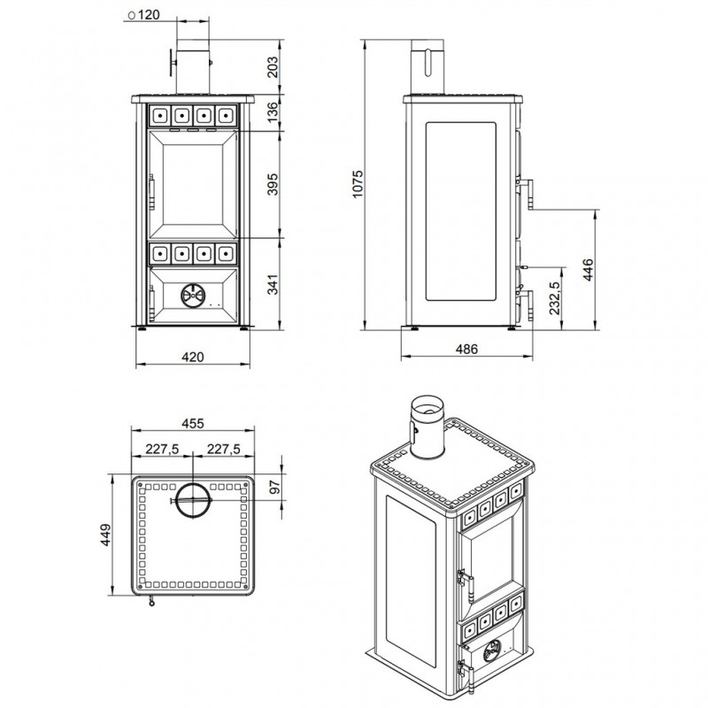 STUFA CERAMICATA KING S GRIGIO    STUFA A LEGNA KI NG S 8,7 KW ROYAL PALAZZETTI ANTRACITE CON PIANO C