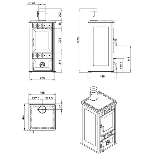 STUFA CERAMICATA KING S GRIGIO    STUFA A LEGNA KI NG S 8,7 KW ROYAL PALAZZETTI ANTRACITE CON PIANO C