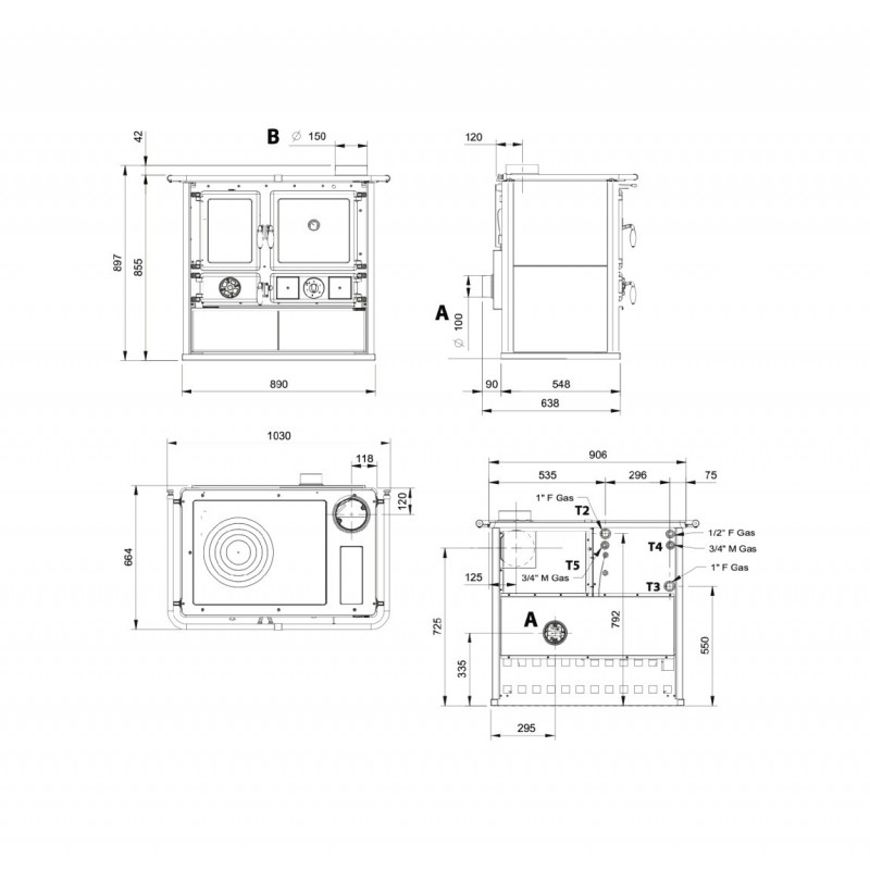 TERMOCUCINA LEGNA TERMOROSA DSA 4. PIETRA NATURALE MOD. ROSA GRAZIE ALL'IMPIANTO TERMOSANITARIO R