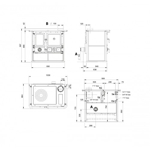 TERMOCUCINA LEGNA TERMOROSA DSA 4. PIETRA NATURALE MOD. ROSA GRAZIE ALL'IMPIANTO TERMOSANITARIO R