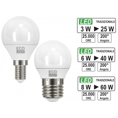 LAMPADINA ECOLIGHT LED E27 6W 40W