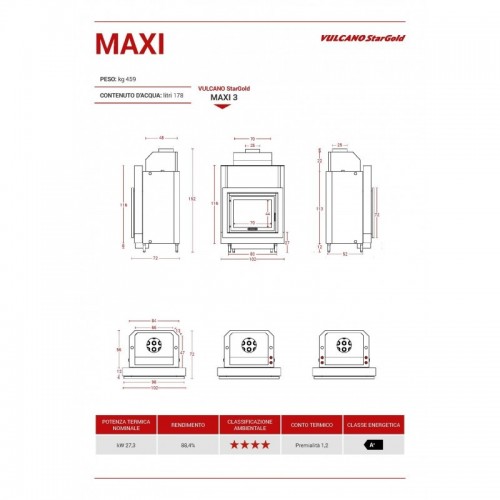 -STARGOLD TERMOCAMINO VULCANO MAXI 3 ( 35-3 ) CON CENTRALINA