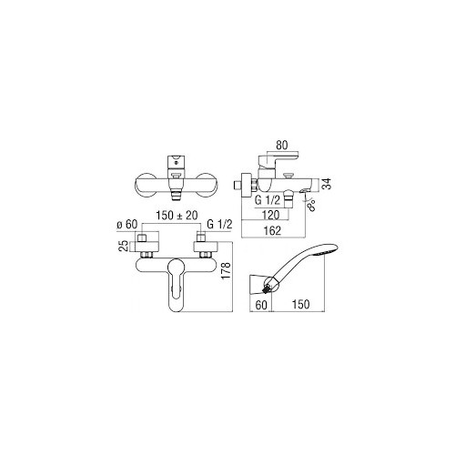 MISCELATORE MONOCOMANDO GRUPPO VASCA CON DUPLEX SE RIE ABC CROMO