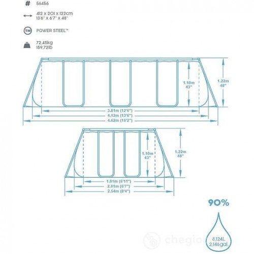 "PISCINA CON TELAIO PIU POMPA 412X201X122H  BESTWA Y 56456