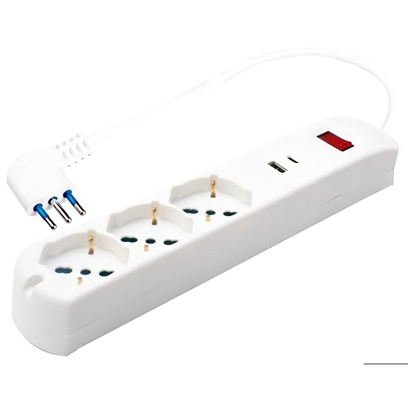 MULTIPRESA 3+2 POSTI  BIP/SCHUKO +2USB