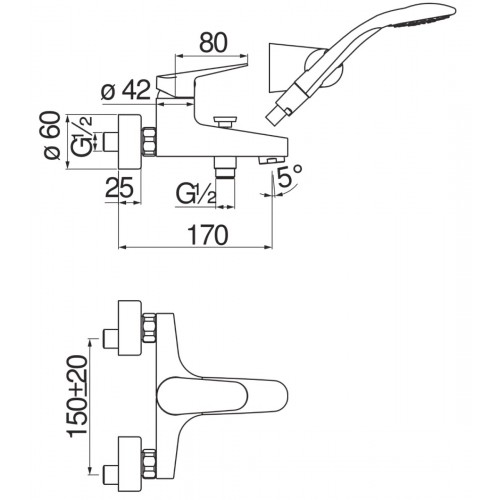 MISCELATORE MONOCOMANDO GRUPPO VASCA CON DUPLEX SE RIE BLUES CROMO