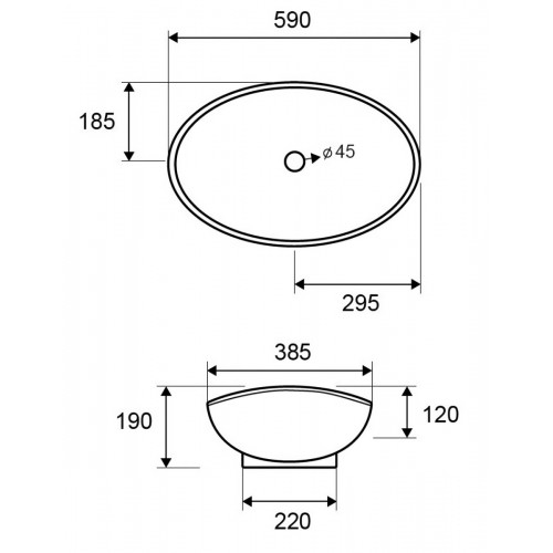 LAVABO D' APOGGIO LT 3076 590X385X190MM