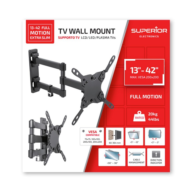 SUPPORTO PARETE DOPPIO BRACCIO X TV 13/42 KG20 ACC IAIO RAGG. INCLIN.+5/-12