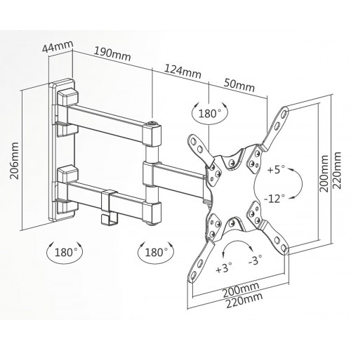 SUPPORTO PARETE DOPPIO BRACCIO X TV 13/42 KG20 ACC IAIO RAGG. INCLIN.+5/-12