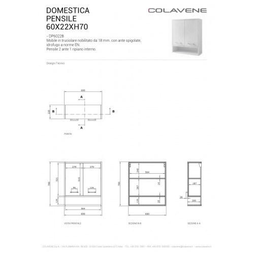 PENSILE 60X70X22 DOMESTICA BIANCO